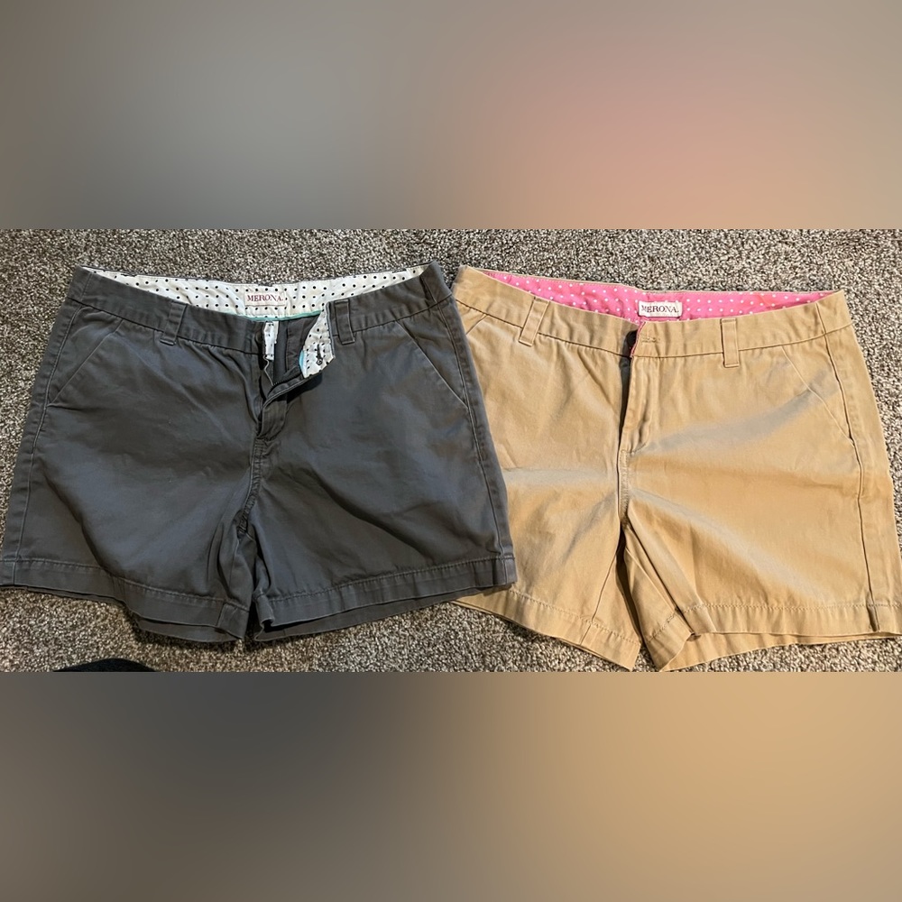 Merona shorts size 8, tan and gray